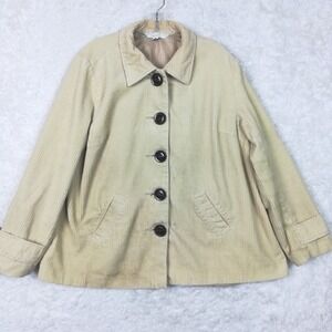 Relativity Womens Jacket Corduroy Beige Button Front Casual Preppy Fall XL